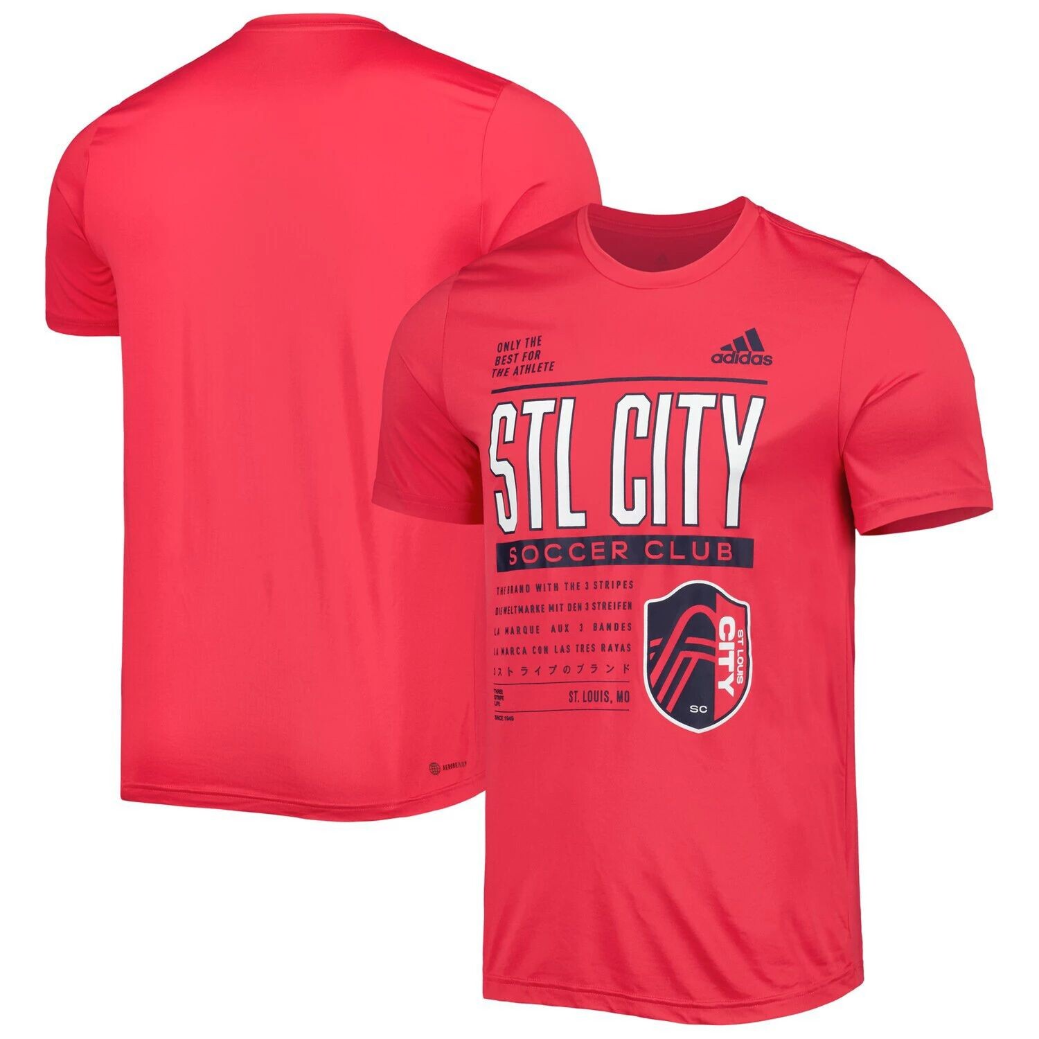 

Мужская красная футболка adidas St. Louis City SC Club DNA Performance