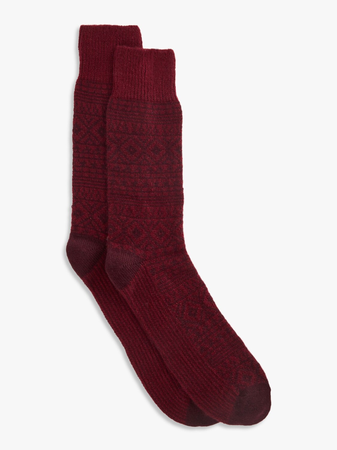 

Носки из кашемира Fair Isle, сделано в Италии. John Lewis, бордовый