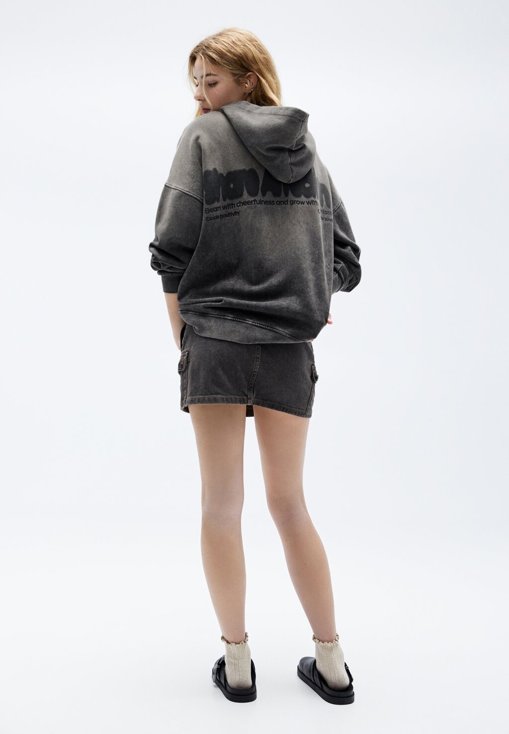 

Толстовка с капюшоном PULL&BEAR, серый