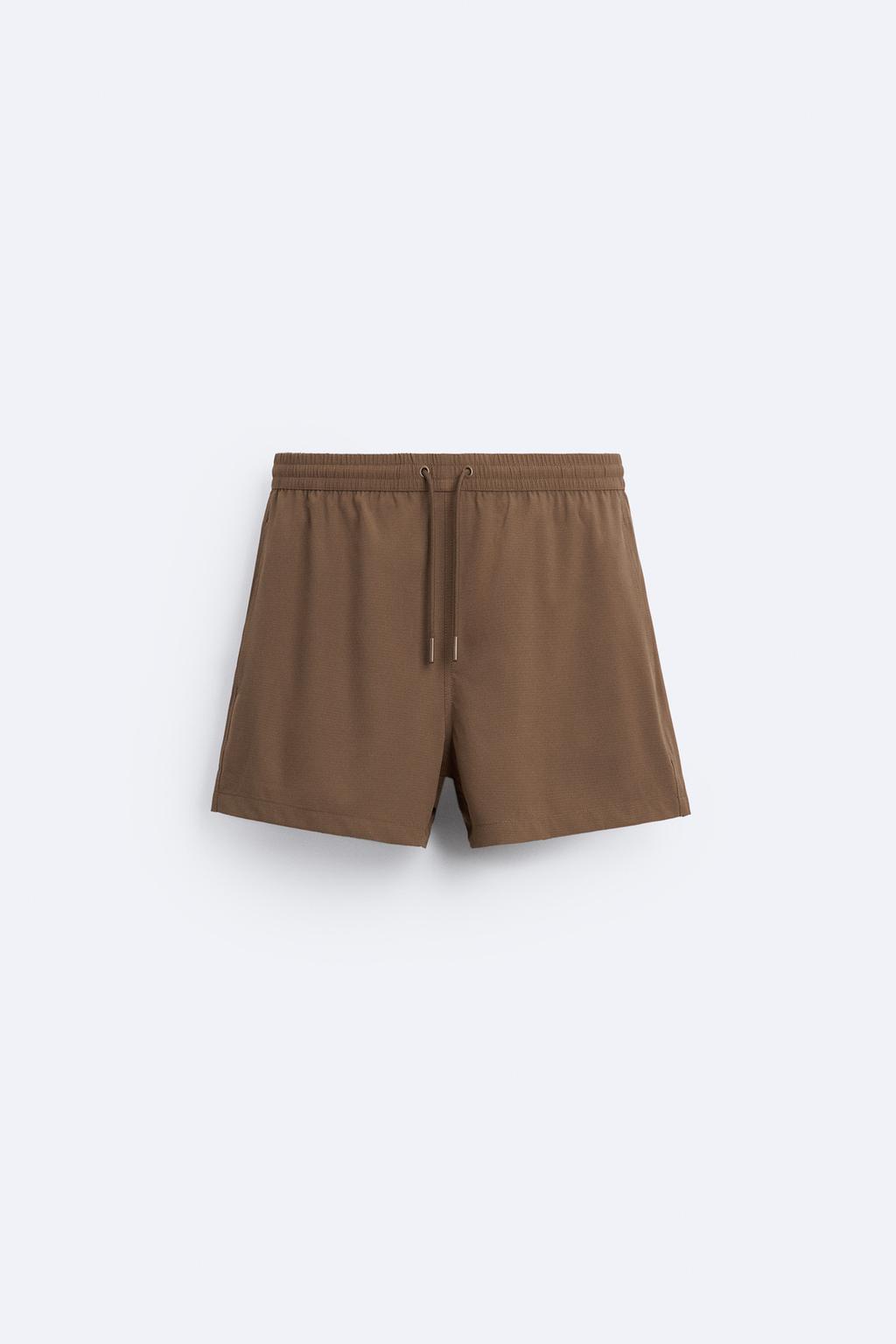 Базовые плавки ZARA, коричневый базовые брюки из мягкой ткани zara коричневый