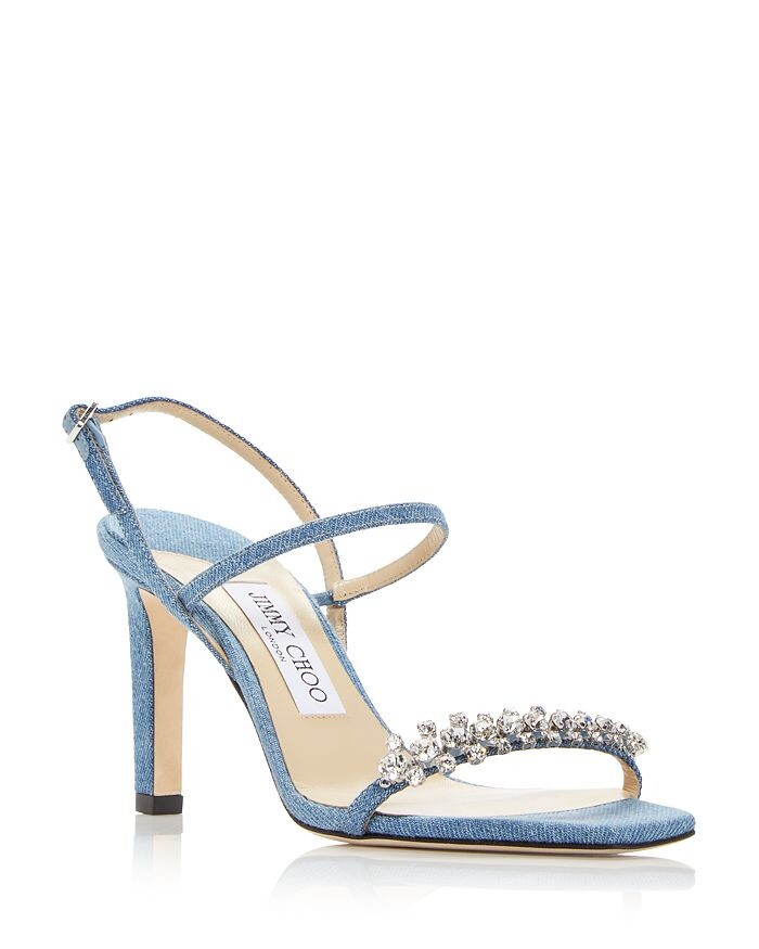 

Женские шлепанцы Meira 85 с украшением на высоком каблуке Jimmy Choo