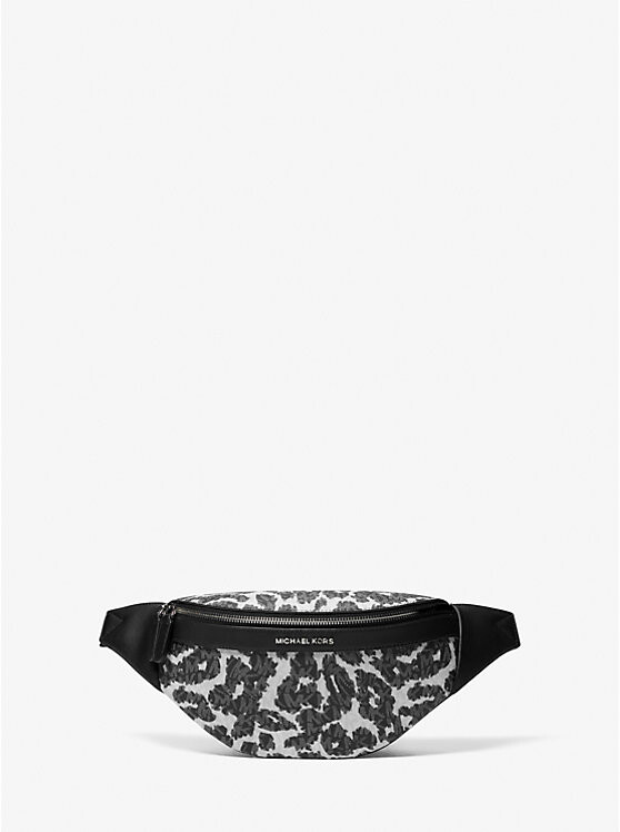 

Сумка-слинг Hudson Leopard Logo Michael Kors, черный