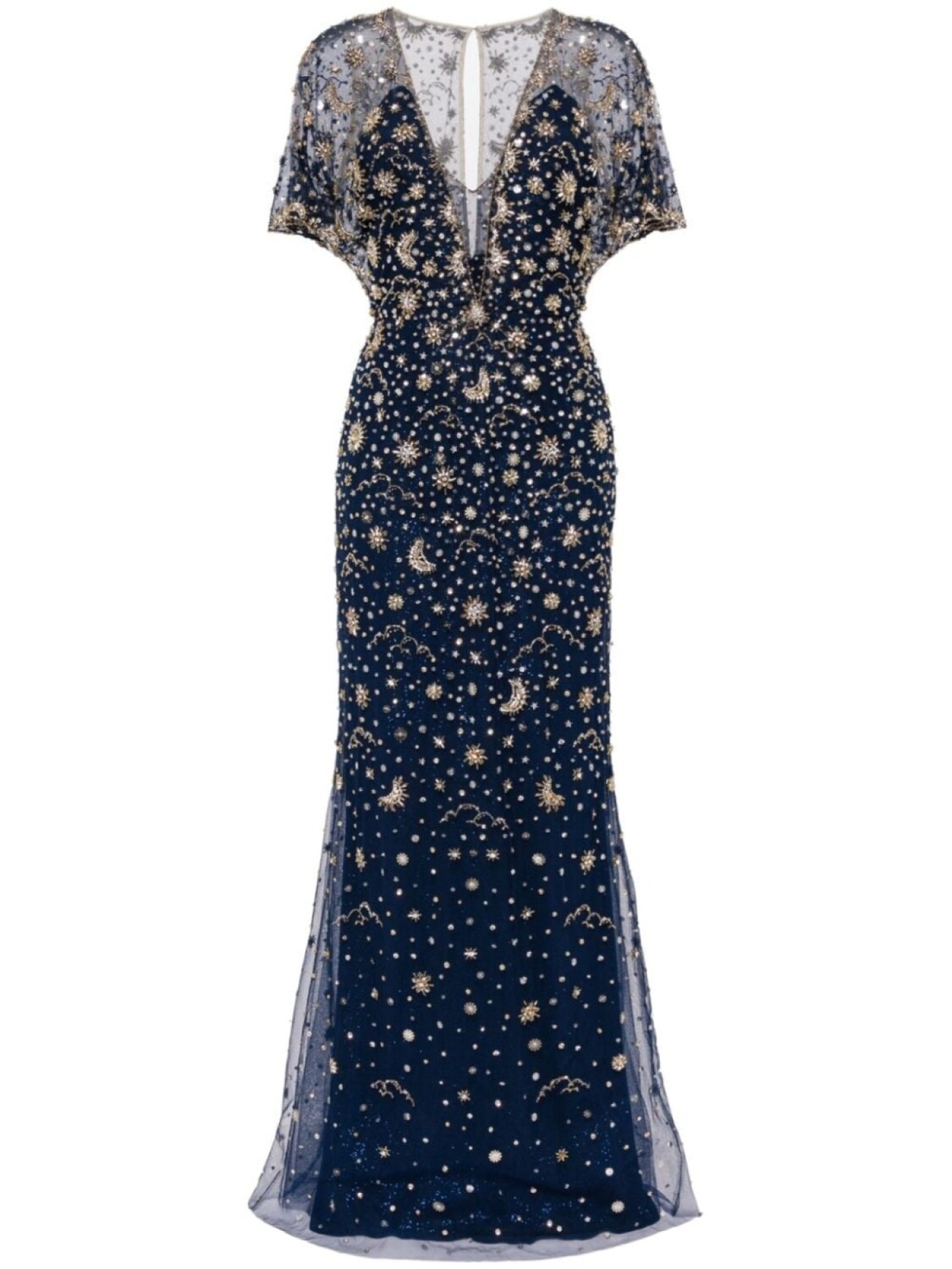 

Jenny Packham платье Luna из тюля с кристаллами, синий