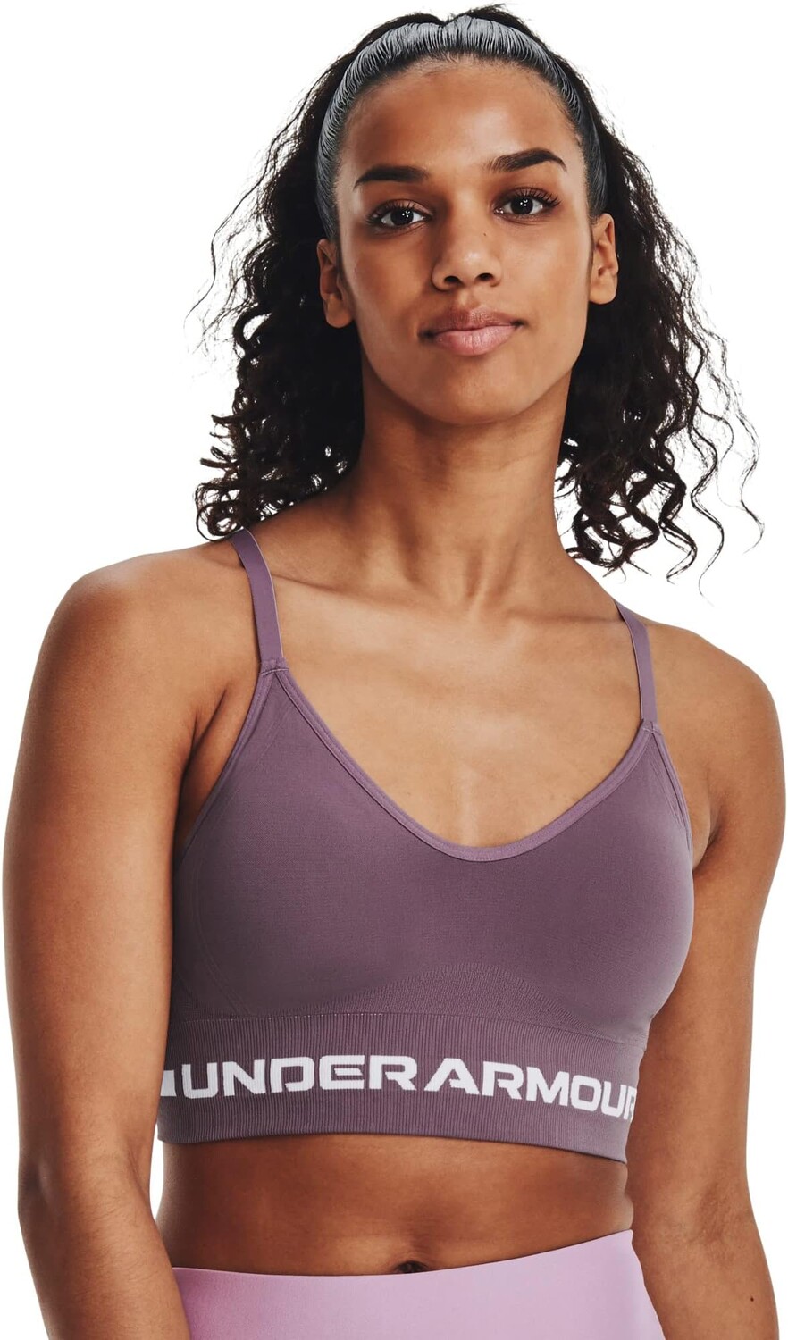 

Бесшовный низкий длинный бюстгальтер Under Armour, цвет Misty Purple/White