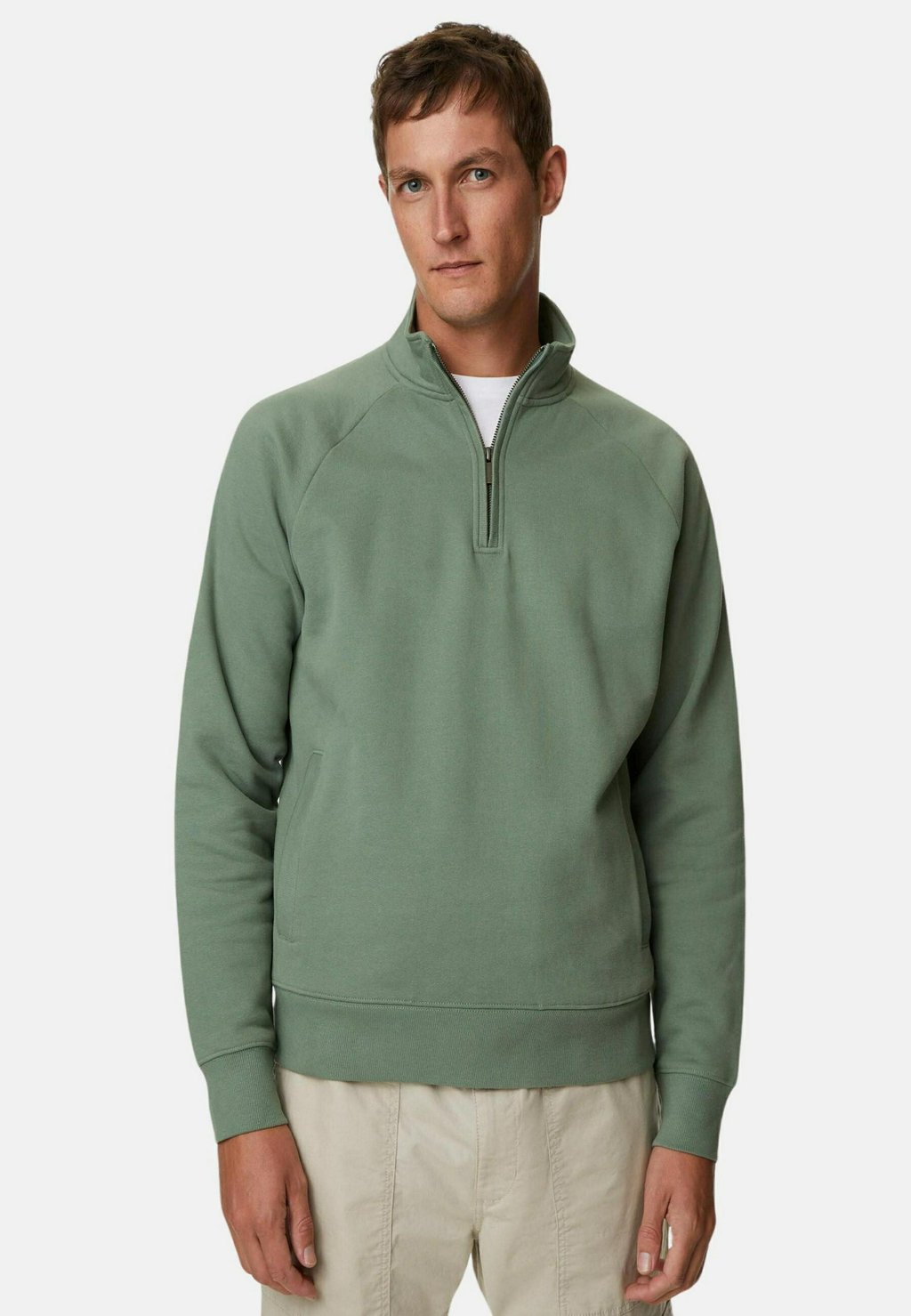 Вязаный свитер HALF ZIP SWEATSHIRT Marks & Spencer, цвет antique green