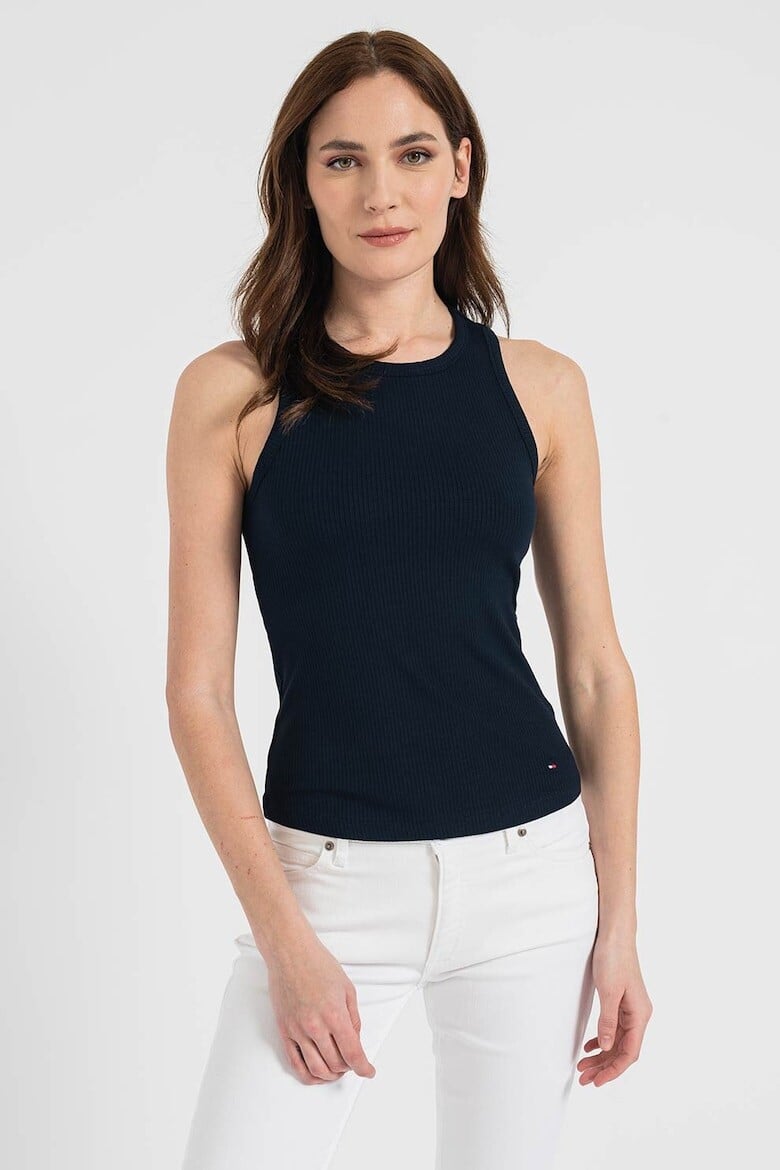 

Рипсен топ на теле Tommy Hilfiger, синий