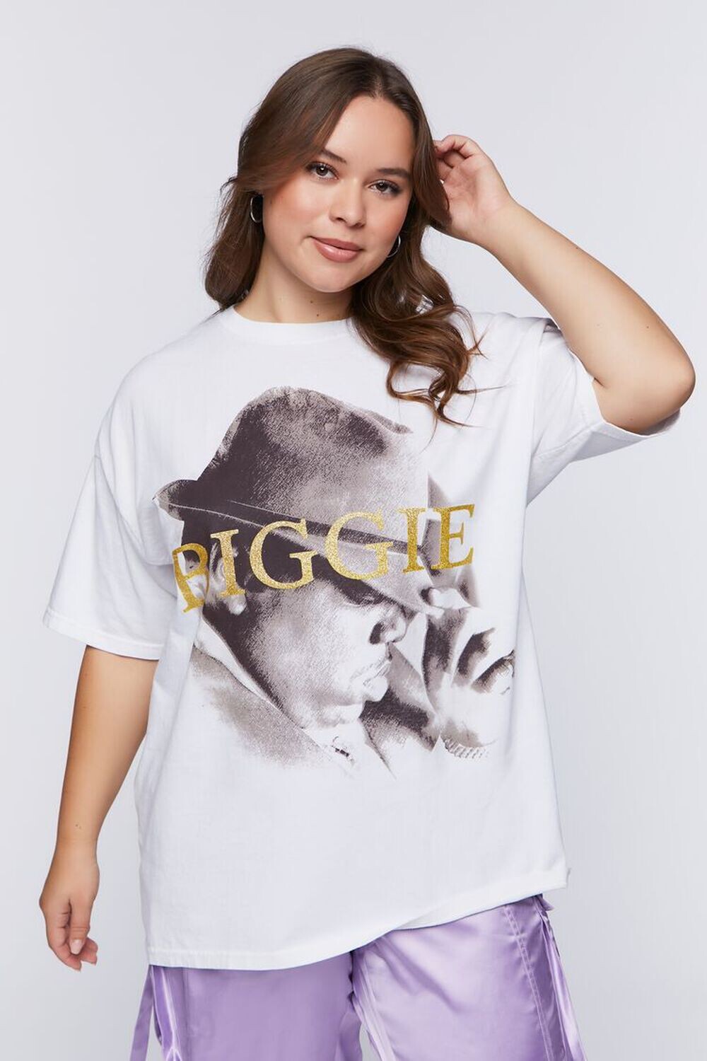 

Футболка больших размеров с рисунком Biggie Forever 21, белый