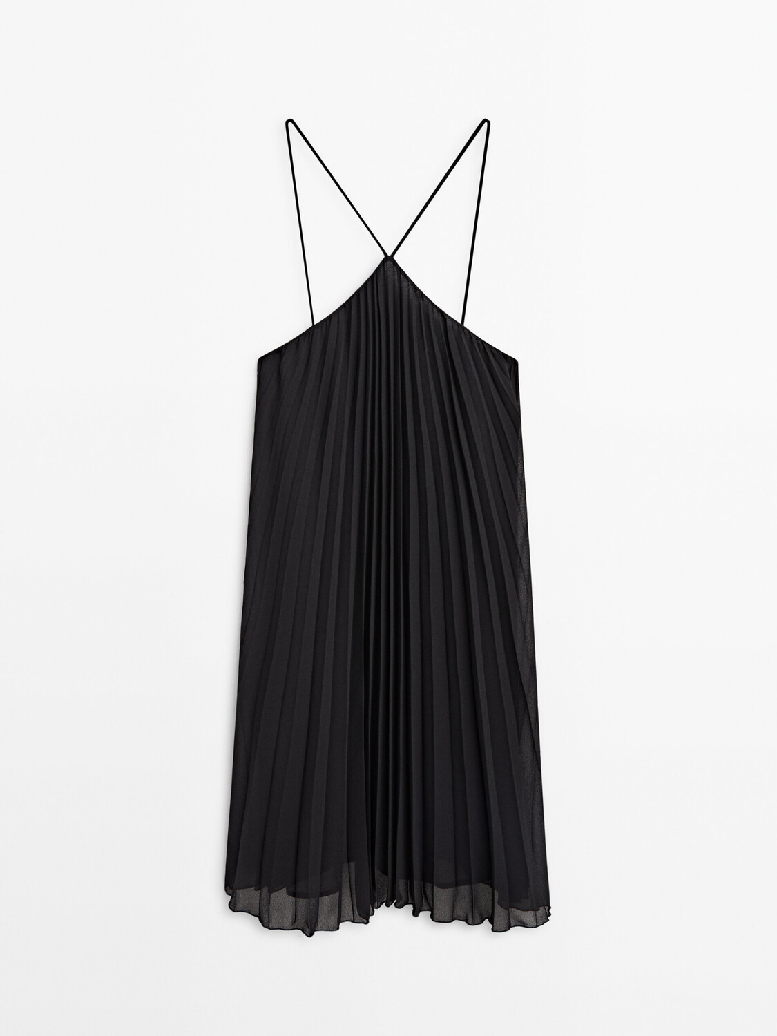 

Короткое плиссированное платье Massimo Dutti, черный
