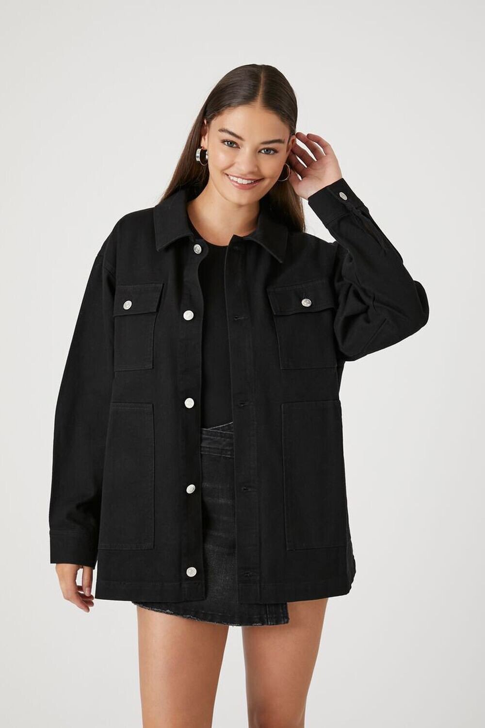 

Саржевая куртка на пуговицах Forever 21, черный