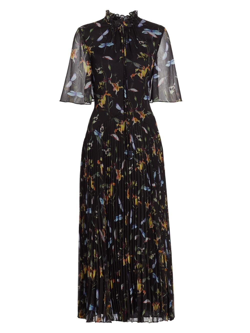 

Плиссированное платье-миди с цветочным принтом Jason Wu Collection, черный