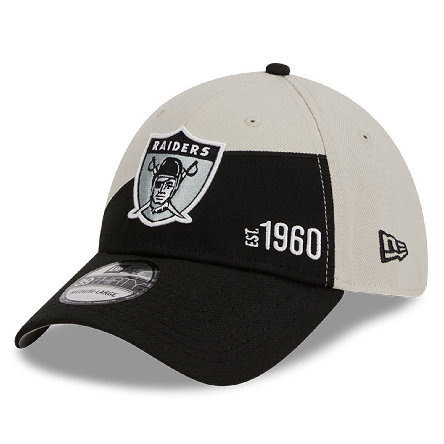 

Мужская кепка New Era кремового/черного цвета Las Vegas Raiders 2023 Sideline Historic 39THIRTY Flex Hat