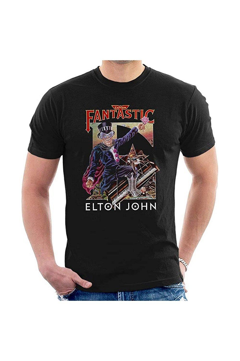 Футболка «Капитан Фантастик» Elton John, черный розовая футболка с кистью elton john черный