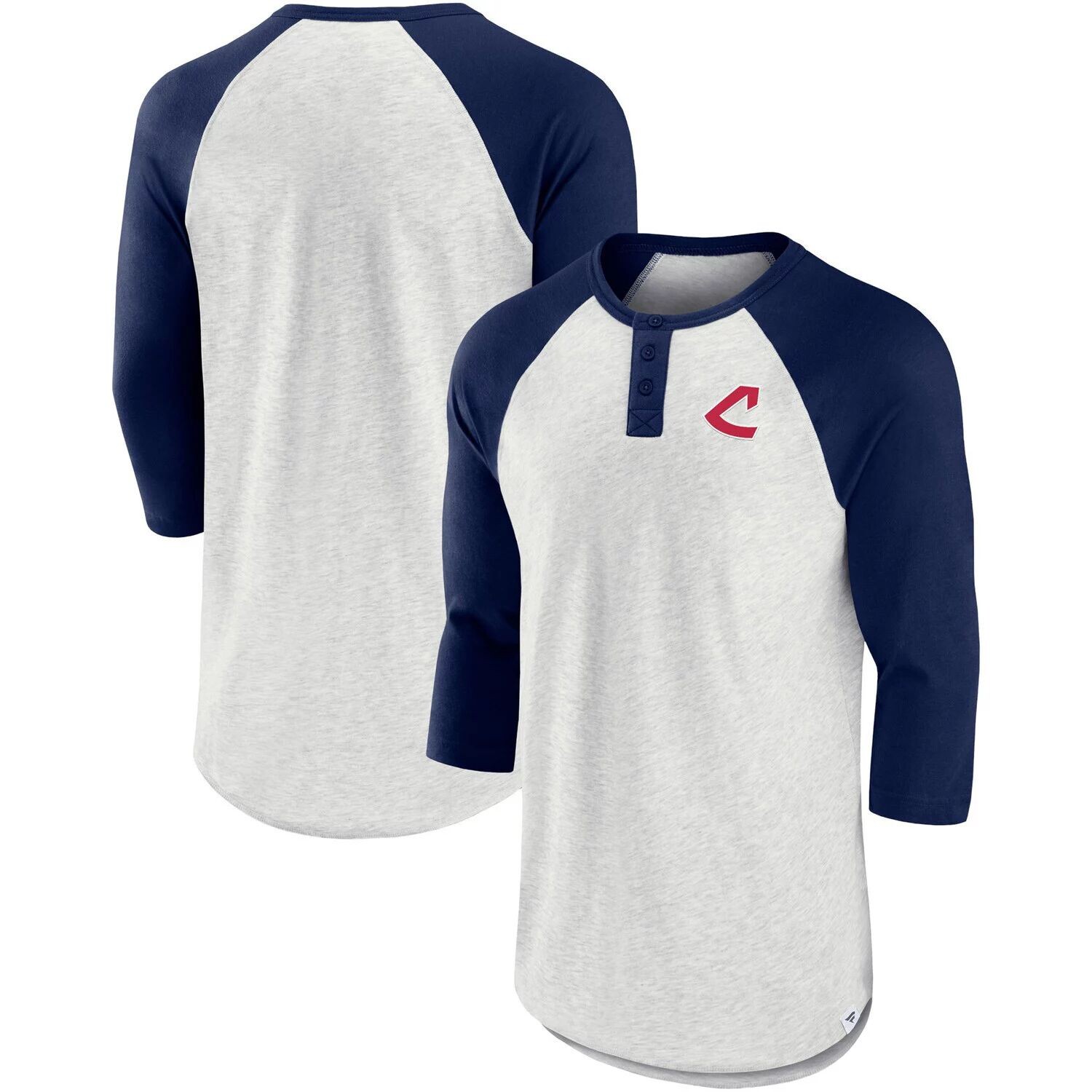 

Мужская фирменная футболка овсяного/темно-синего цвета Cleveland Indians True Classics Better Believe футболка с рукавами 3/4 и реглан Хенли Fanatics, Синий