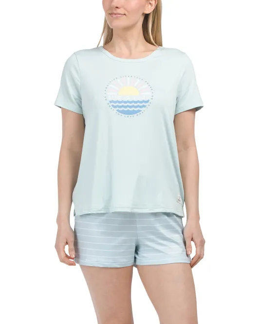

Комплект из 2 топов и шорт Sunny Beach Life Is Good, цвет Mint