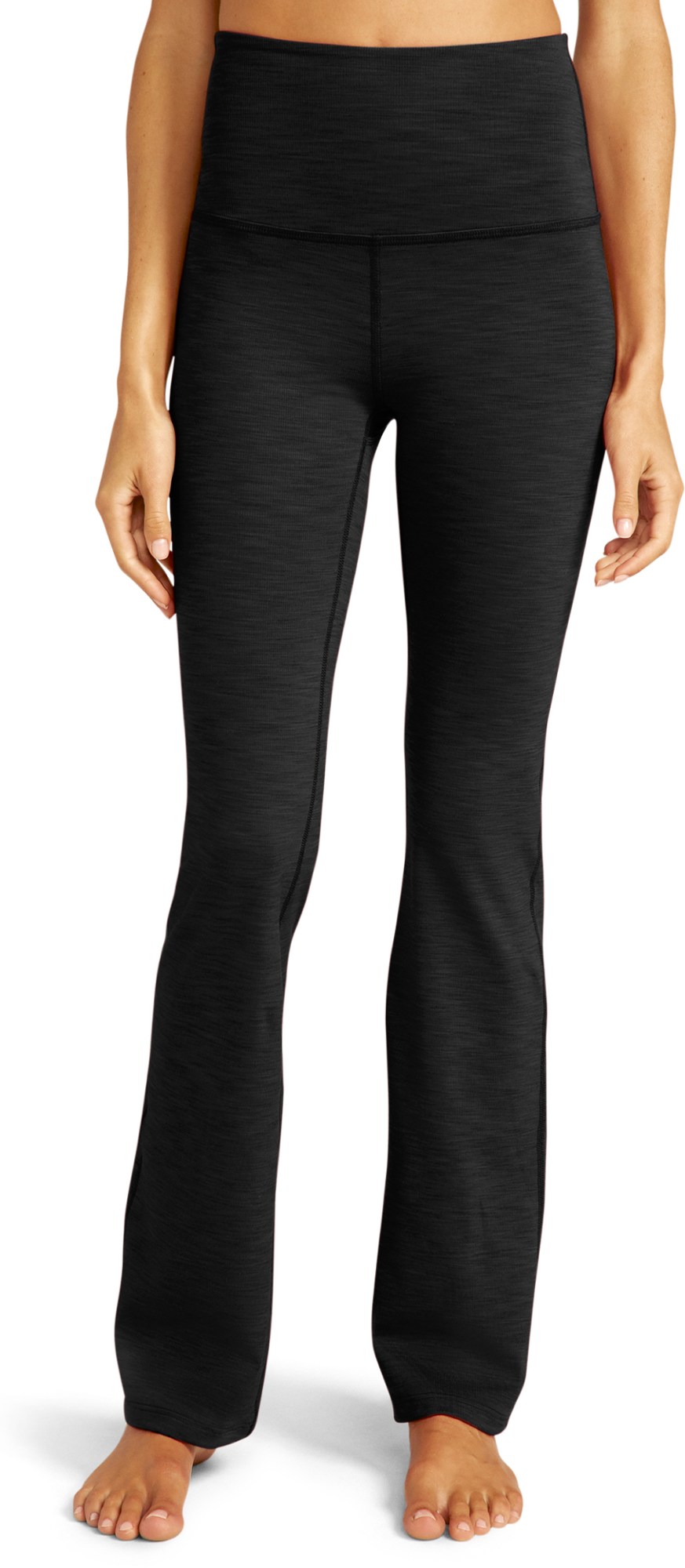 цена Тренировочные брюки с высокой талией в рубчик Heather — женские Beyond Yoga, черный