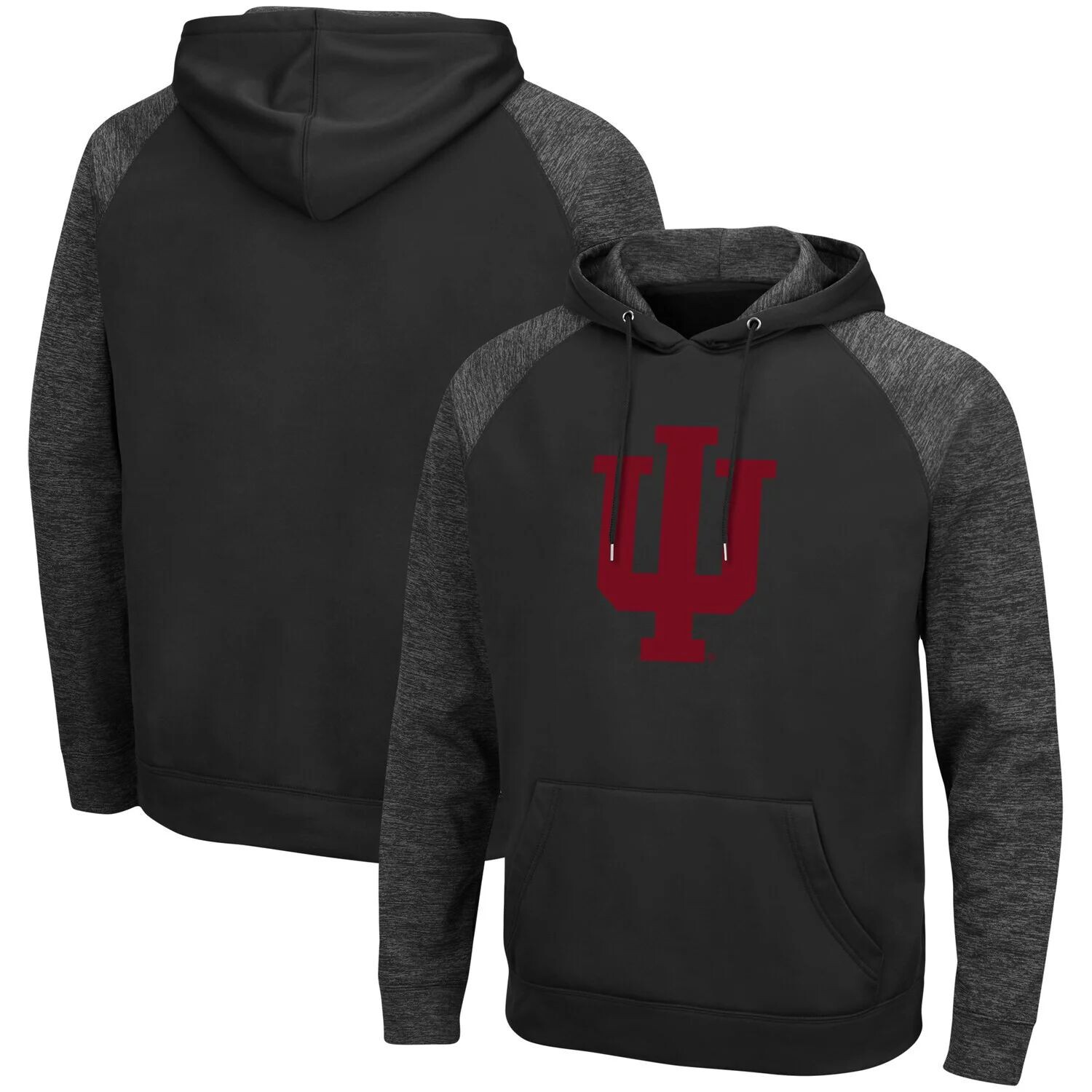 

Мужской черный пуловер с капюшоном Indiana Hoosiers Blackout 3.0 в тон реглан Colosseum