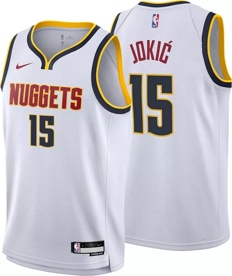 

Белая майка Nike Youth Denver Nuggets Никола Йокича № 15 Swingman