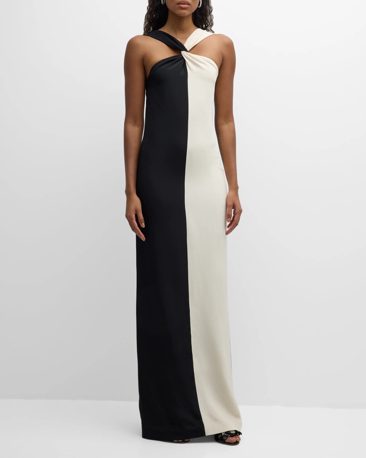 

Контрастное шелковое платье-макси Roland Mouret, цвет Black
