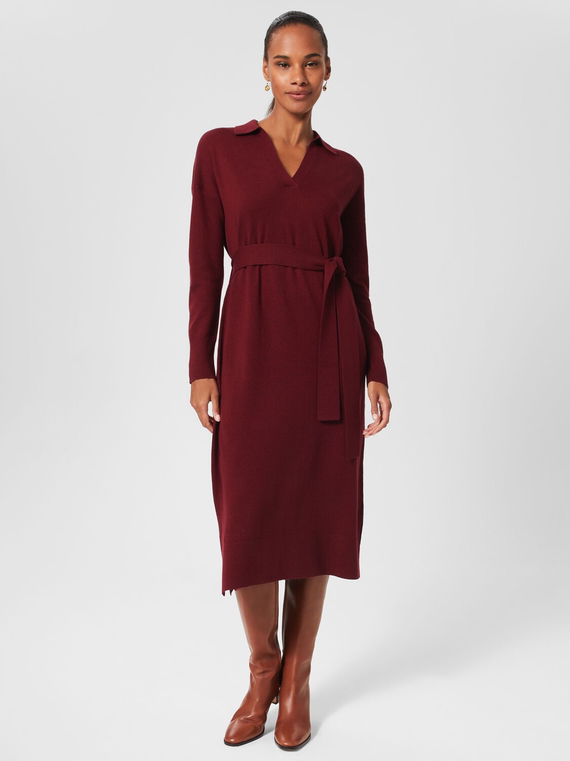 

Трикотажное платье миди Hobbs Teresa, ревень