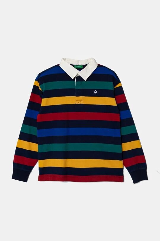 

Детская хлопковая рубашка с длинным рукавом United Colors of Benetton, темно-синий