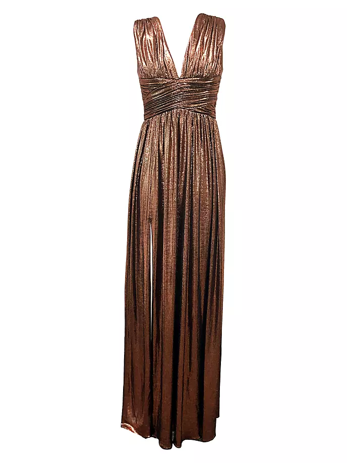 

Трикотажное платье с металлизированной фольгой Jaclyn Dress The Population, цвет bronze