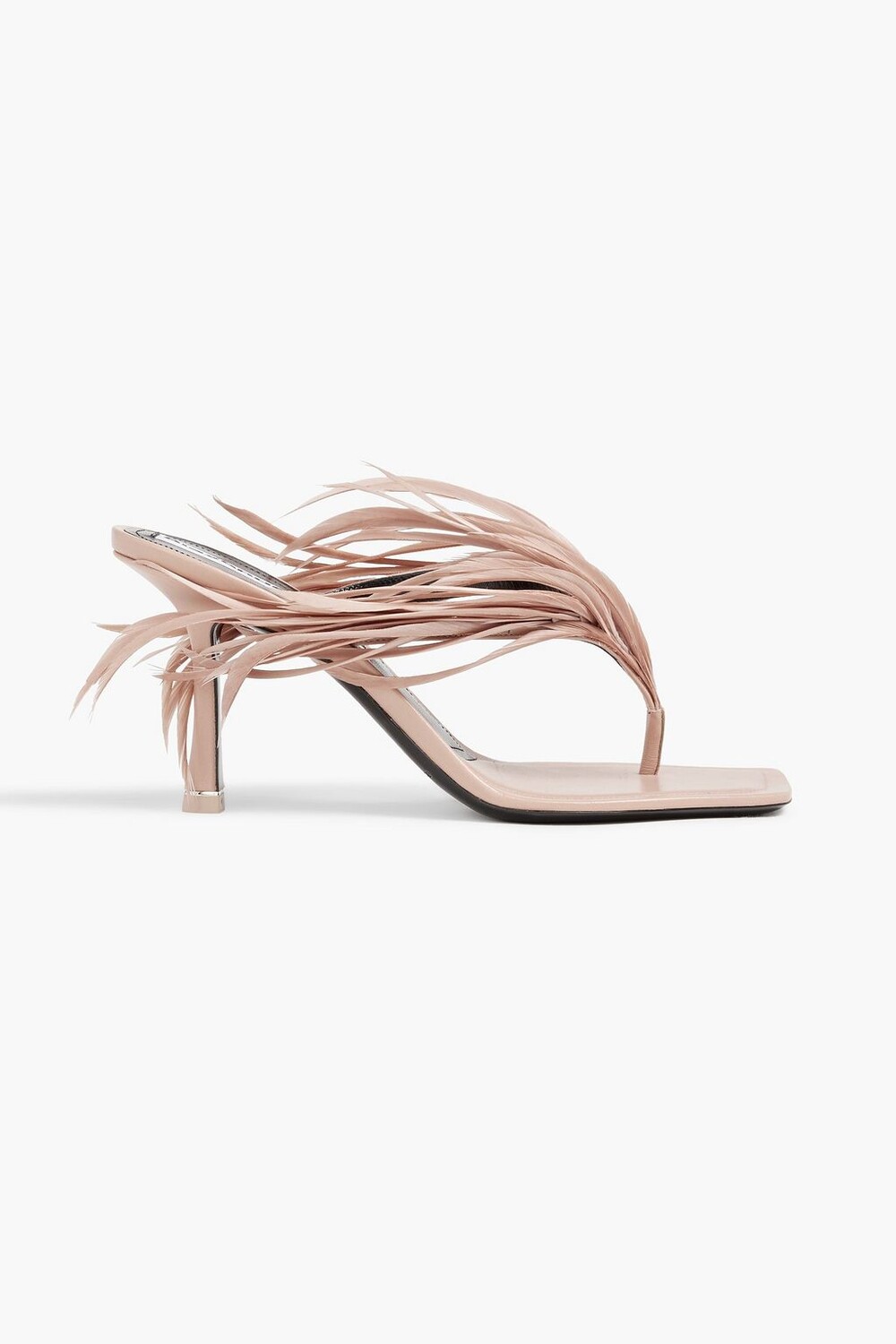 

Кожаные мюли Ivy 85 с перьями ALEXANDER WANG, румян