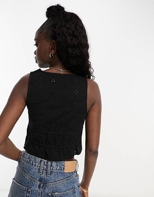 

Черный топ с завязками спереди ASOS DESIGN