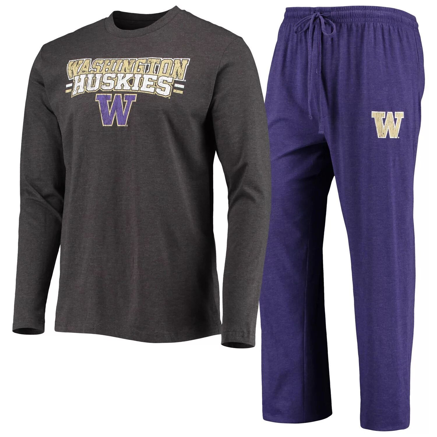 

Мужская футболка Concepts Sport фиолетового/темно-серого цвета Washington Huskies Meter с длинными рукавами и брюками, комплект для сна