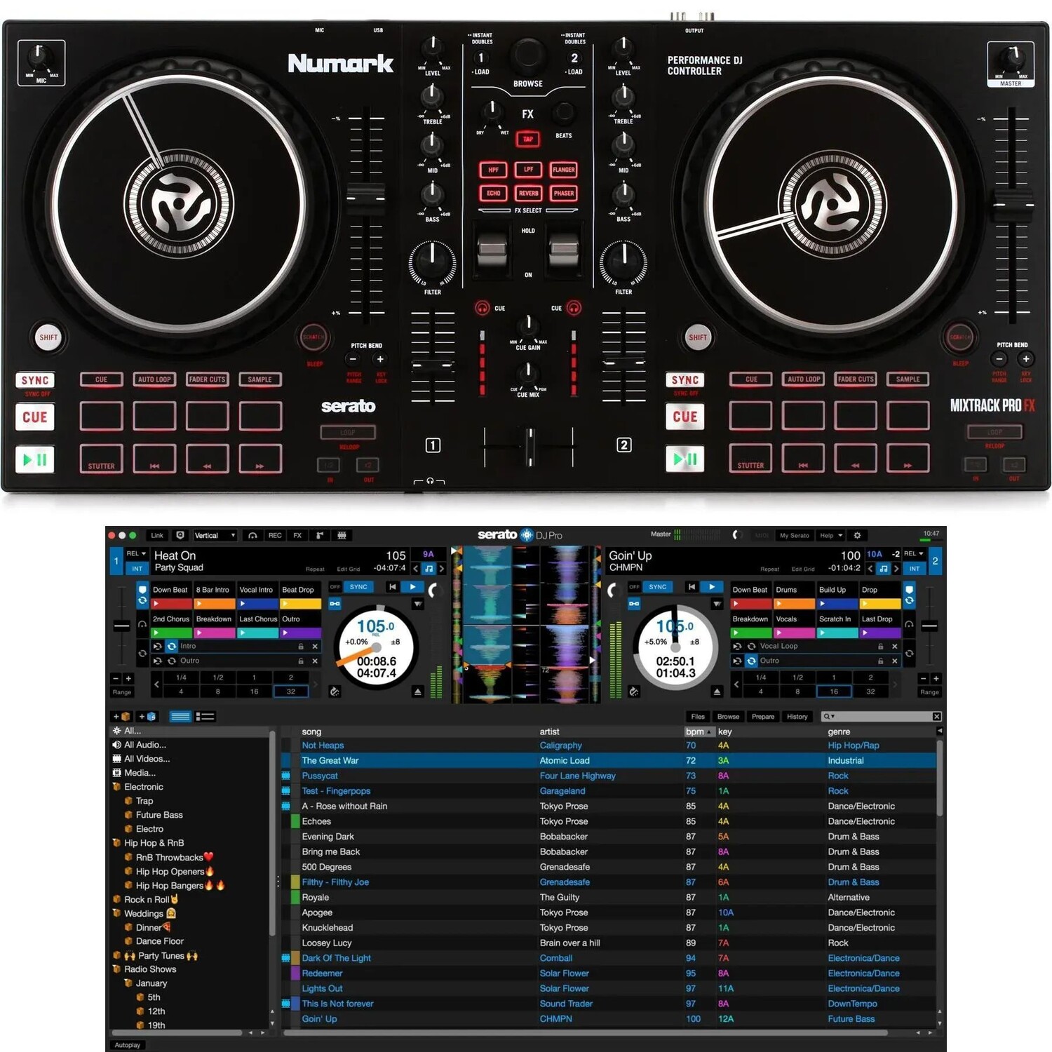 

2-канальный DJ-контроллер Numark Mixtrack Pro FX и Serato Pro