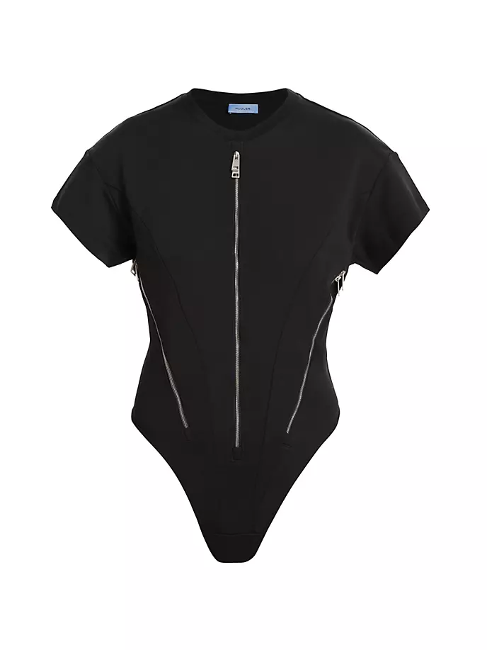 

Боди-футболка на молнии спереди Mugler, черный