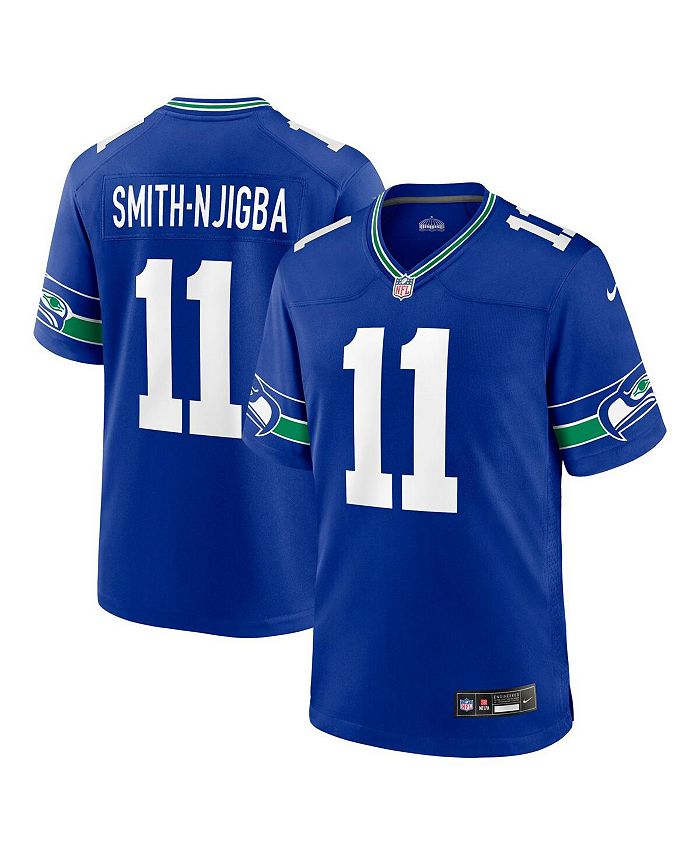 Мужское игровое джерси Jaxon Smith-Njigba Royal Seattle Seahawks Throwback Player Nike, синий