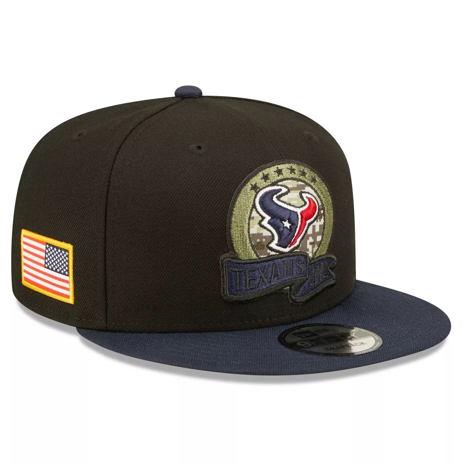 

Мужская кепка Snapback New Era черного/темно-синего цвета Houston Texans 2022 Salute To Service 9FIFTY