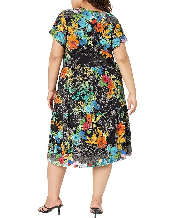 

Платье Johnny Was Plus Size Nero Sequence Tiered Tea Length Dress, мульти