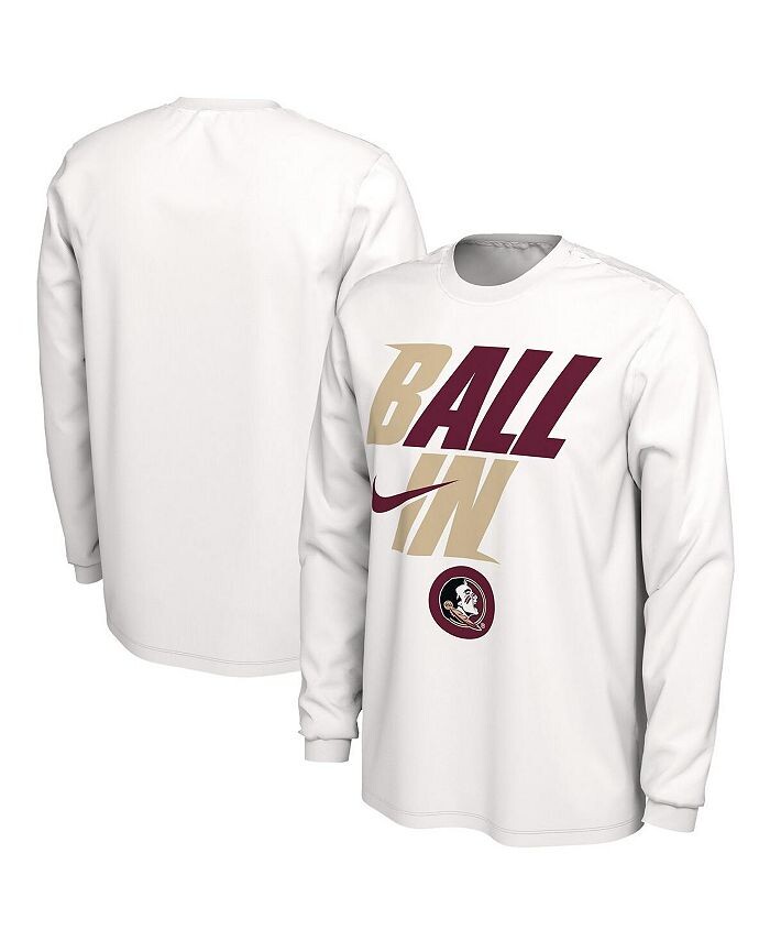 

Мужская белая футболка с длинным рукавом Florida State Seminoles Ball In Bench Nike, белый