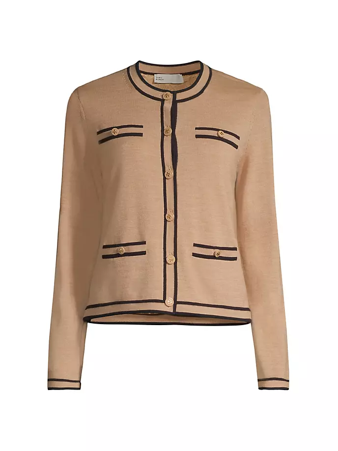 

Укороченный шерстяной кардиган Kendra Tory Burch, цвет camel