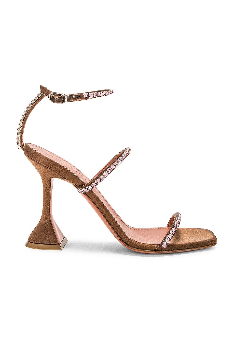 

Туфли Amina Muaddi Gilda Satin, цвет Acid Brown & Light Rose Crystals