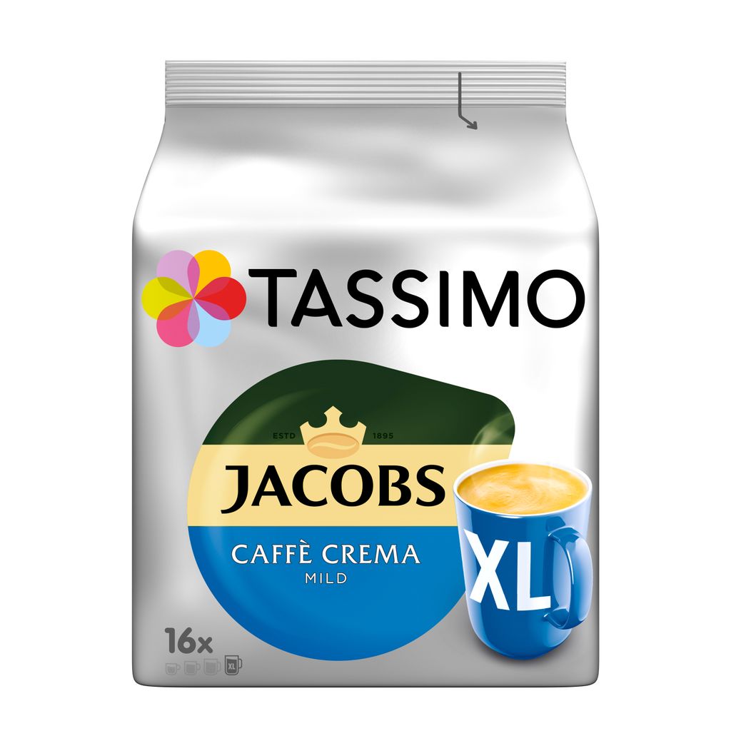 

Tassimo Jacobs Caffè Crema soft XL | 16 Т-дисков, кофейные капсулы