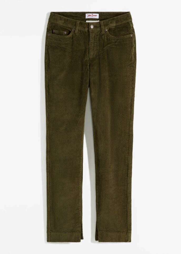 

Прямые вельветовые брюки стрейч с разрезом John Baner Jeanswear, зеленый