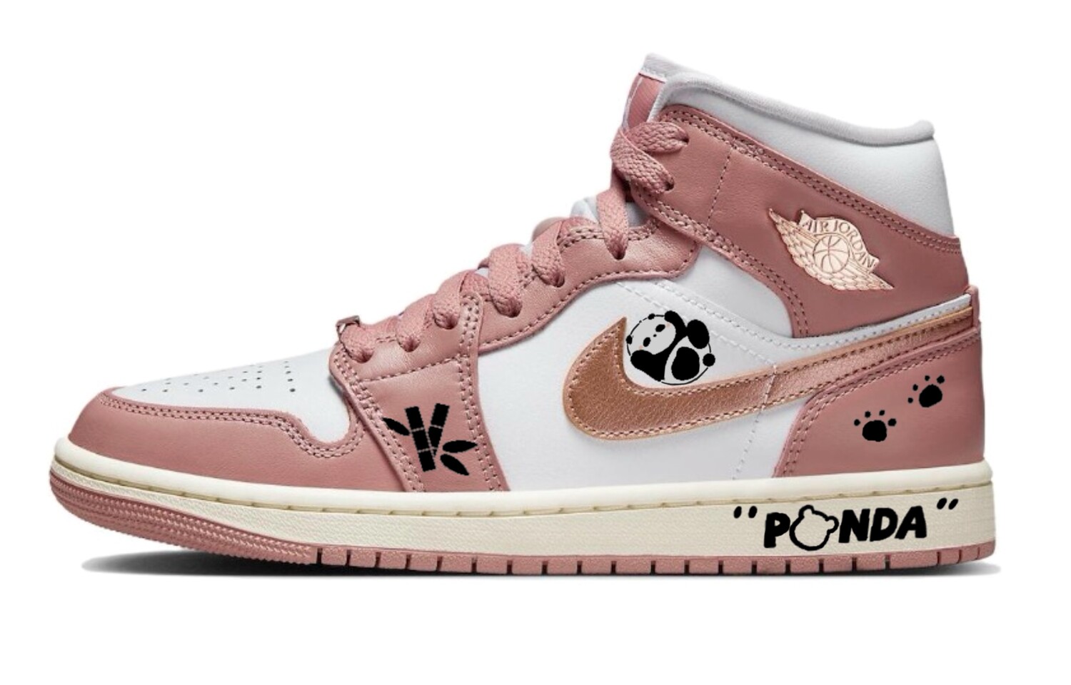 

Кроссовки Air Jordan 1 Vintage Basketball Shoes Women's High-top White/pink, розовый