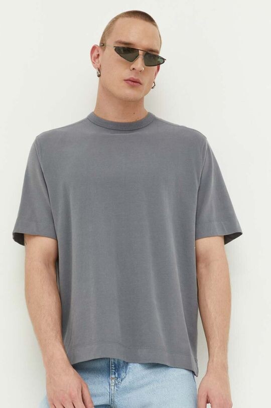 

Хлопковая футболка Abercrombie & Fitch, серый