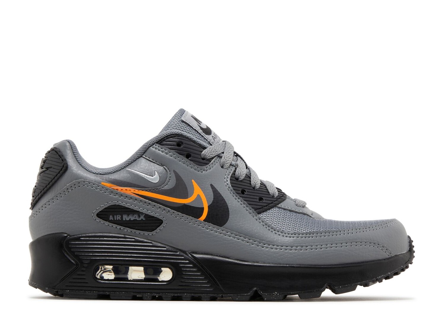 

Кроссовки Nike Air Max 90 Next Nature Gs 'Multi-Swoosh - Smoke Grey Mandarin', серый