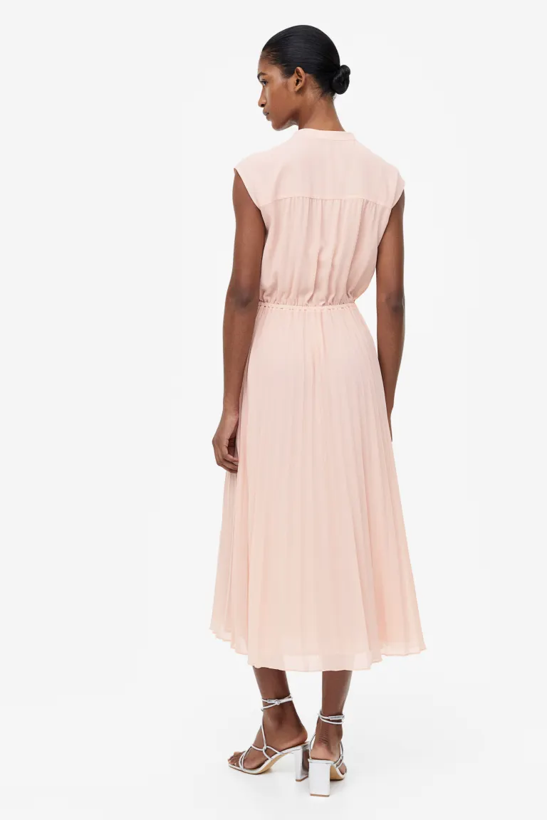 

Плиссированное шифоновое платье H&M, розовый