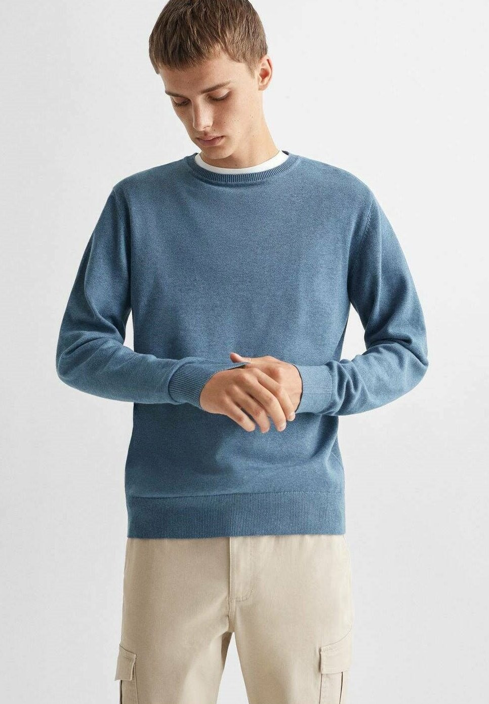 

Вязаный свитер BASNECK Mango Kids, цвет blue