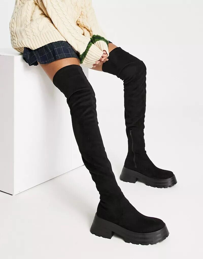 

Черные ботфорты на каблуке ASOS Kingsley