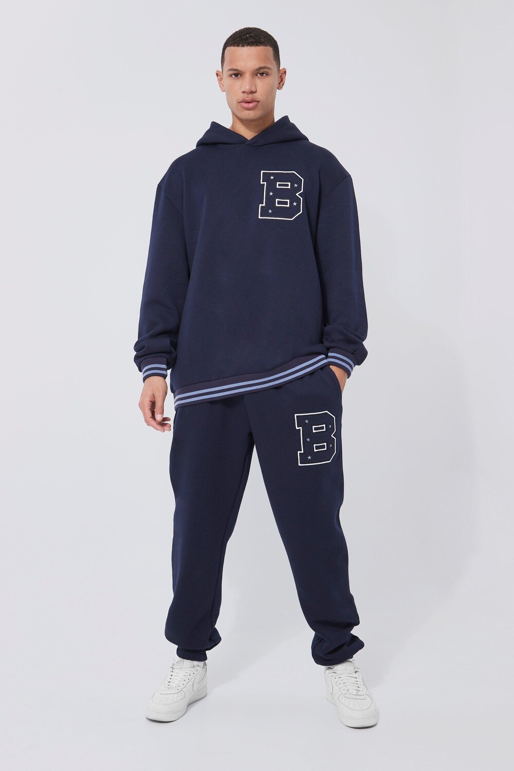 

Спортивный костюм с капюшоном tall sports rib varsity Boohoo, нави