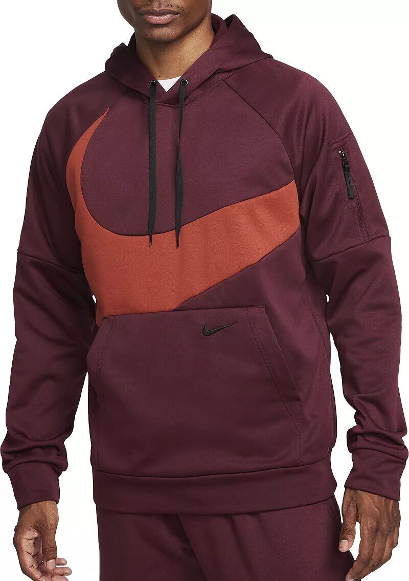 

Мужской пуловер с худи Nike Therma-FIT Swoosh, бордовый