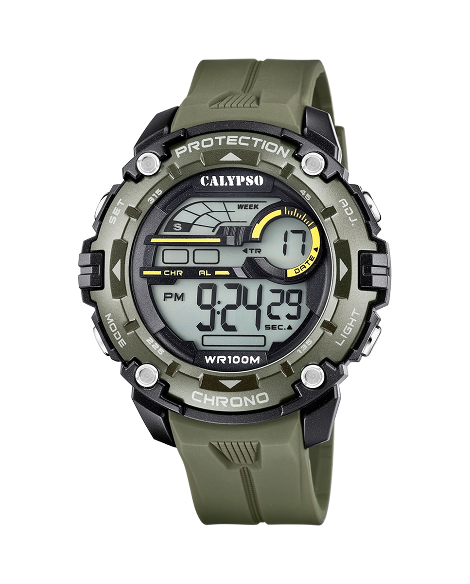K5819/1 Digital For Man зеленые резиновые мужские часы Calypso, зеленый цена и фото