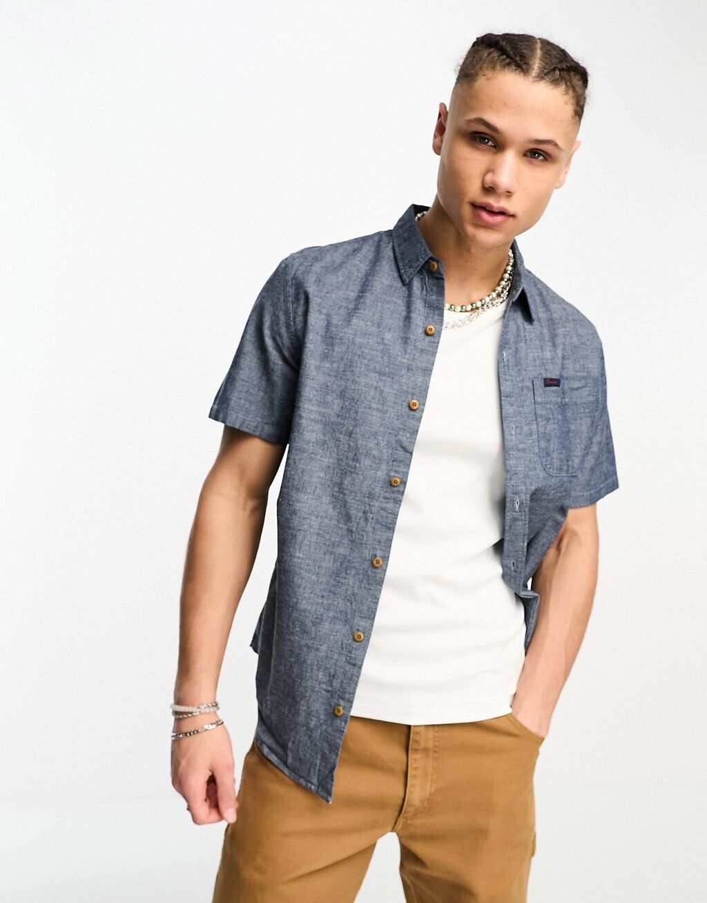 

Темно-серая рубашка с короткими рукавами Superdry Vintage Loom