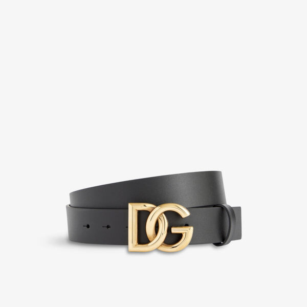 

Кожаный ремень с пряжкой с логотипом Dolce & Gabbana, черный