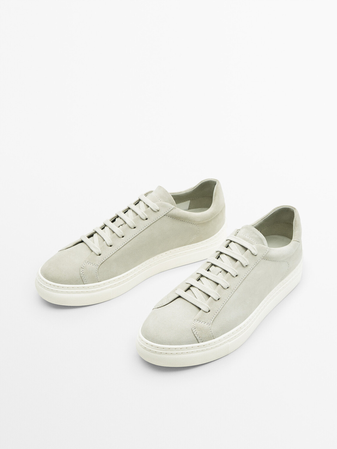 

Кожаные кроссовки из замши Massimo Dutti, белый